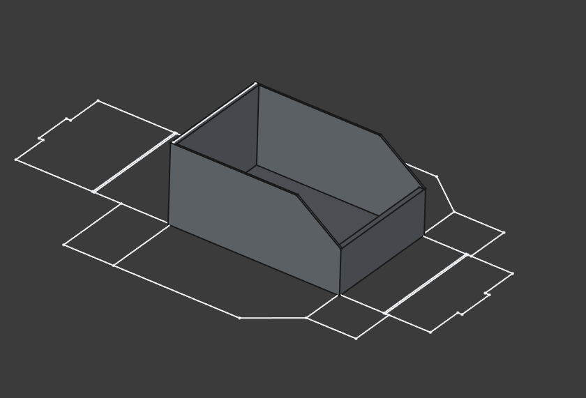 the 3D model of the bin on the cutting lines